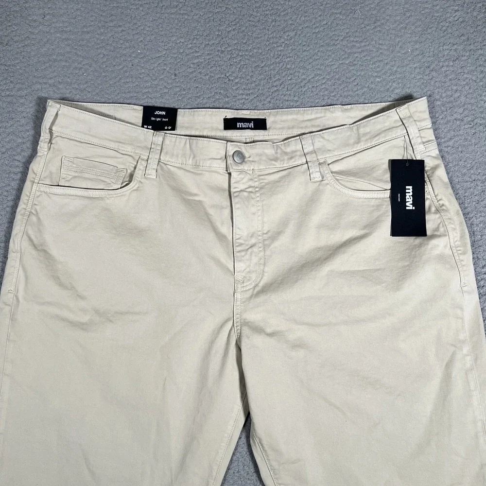 Mavi Shorts Mens 42 Stone Twill John 5 Pocket Chino Straight Fit Casual Logo NWT